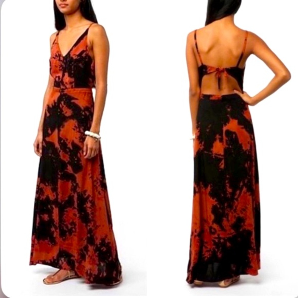 Nom decPlume YaYa Urban Outfitters Red Tie Dye Maxi Dress, Size 4